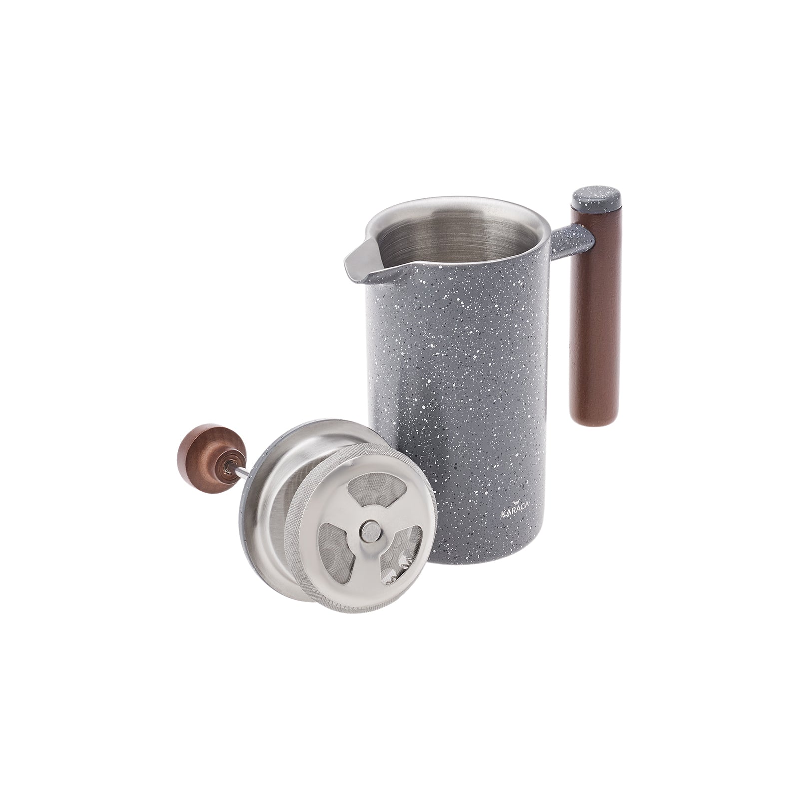 " Karaca Doppelwand Grau Marmor Dunkel Kastanie French Press 350 ml "