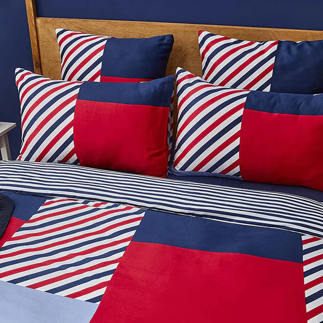 Nautica Home Morris Bettbezug-Set aus 100 % Baumwolle 155 × 220 cm Navy Blue Multi