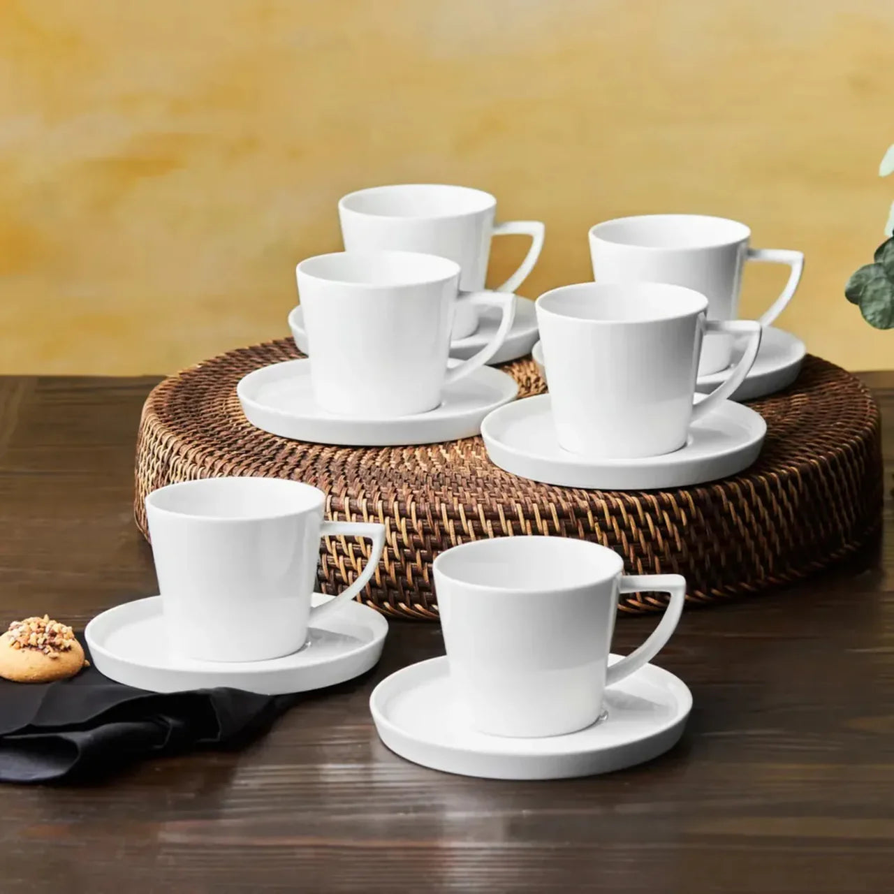 Karaca Salvare für 6 Personen Teetasse und Untertasse Set 12 Teilig New Generation Bone 260 ml Weiss