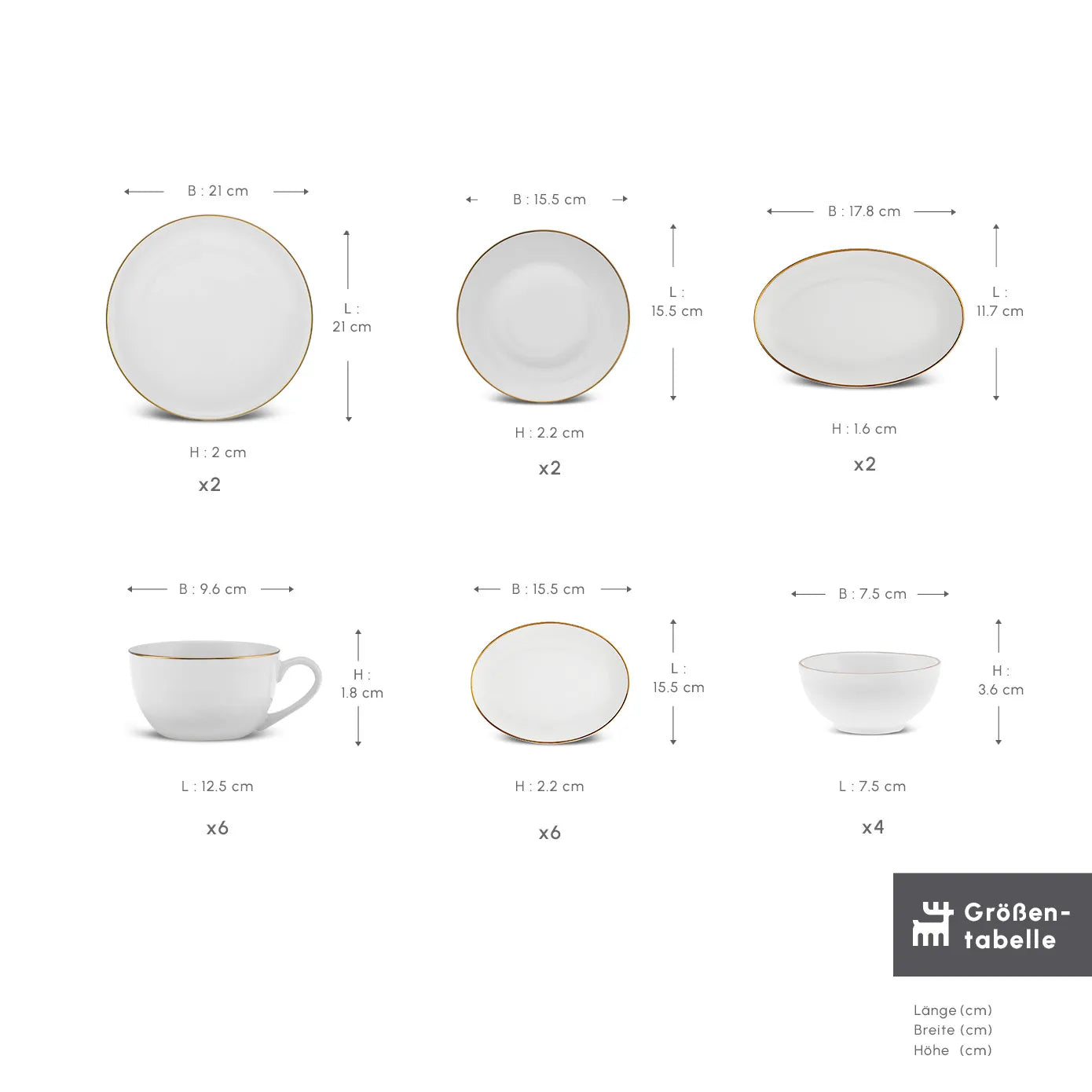 Karaca Elegance Bone Marcelo 26-Teiliges 6-Personen Frühstücksset Gold