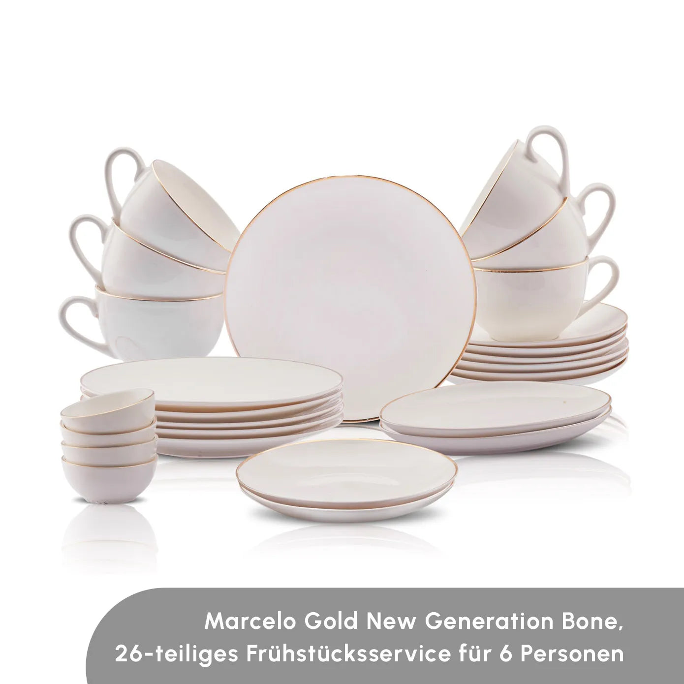 Karaca Elegance Bone Marcelo 26-Teiliges 6-Personen Frühstücksset Gold