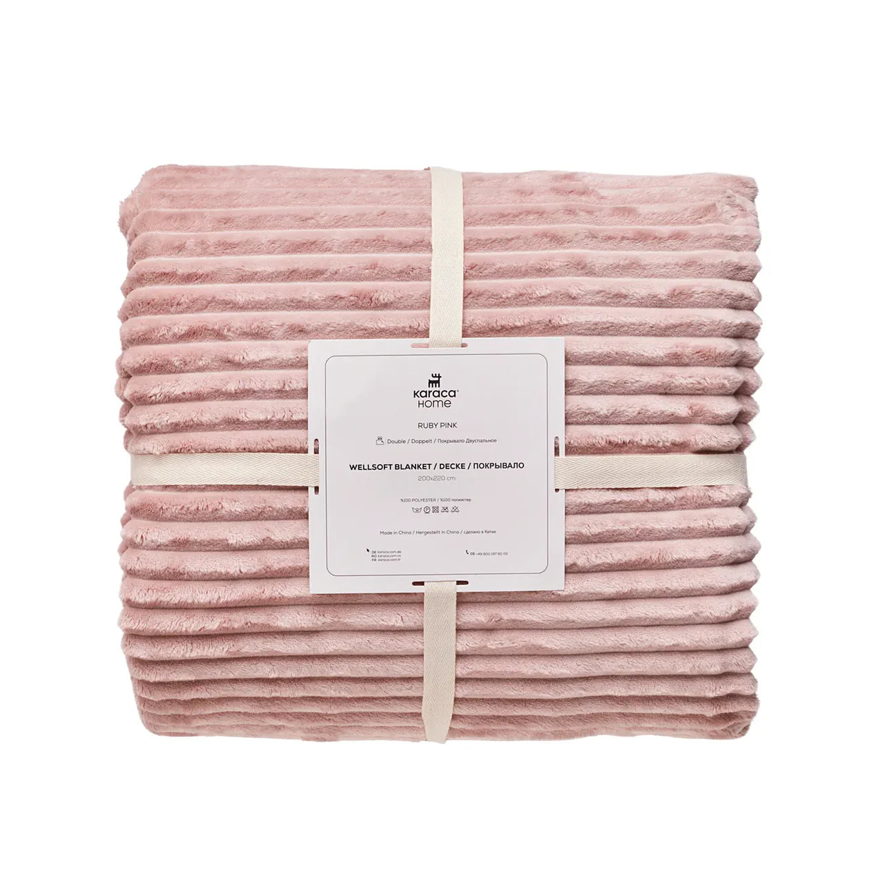 Karaca Ruby Stripe Wellsoft Doppel Decke Rosa