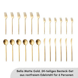 Karaca Bella V2 24-teiliges Besteckset für 6 Personen – Matte Gold