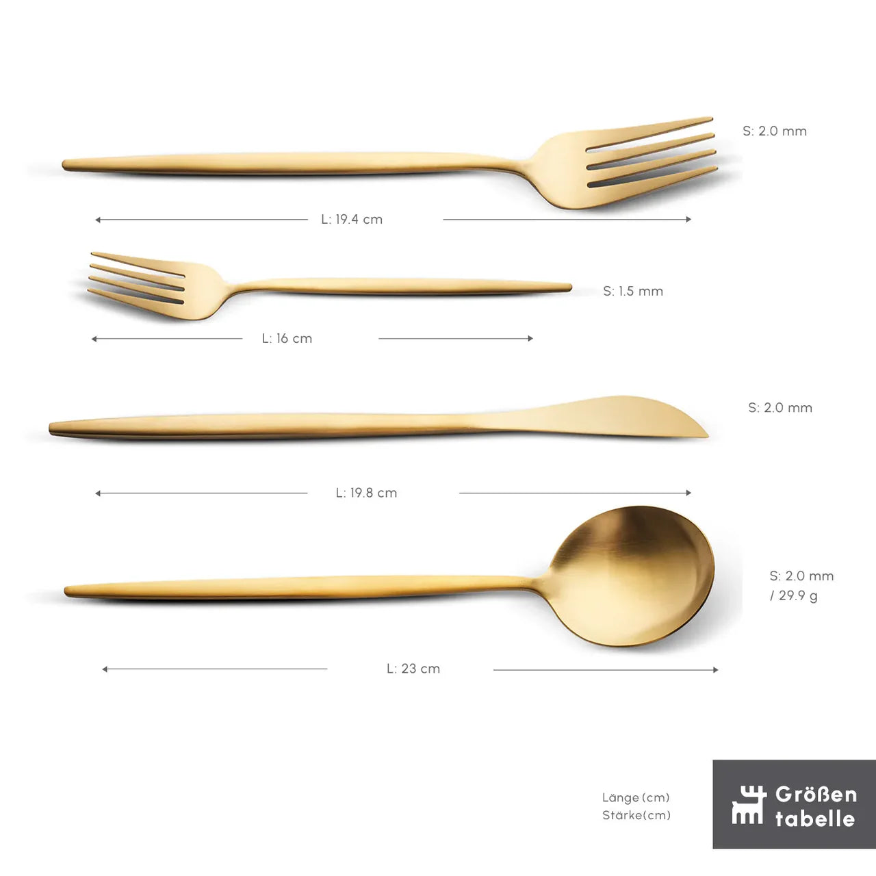 Karaca Bella Matte Gold Besteck Set für 6 Personen 24 Teilig