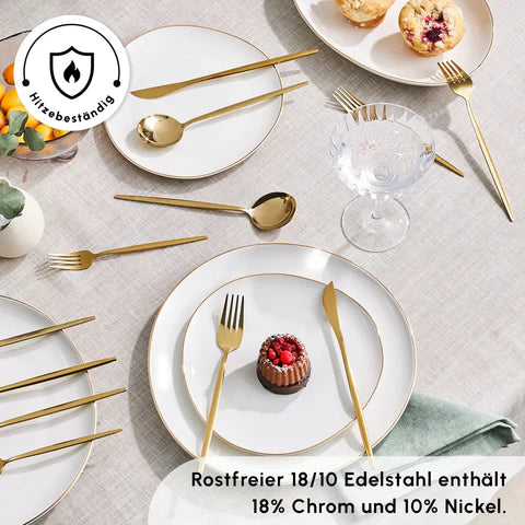 Karaca Bella V2 24-teiliges Besteckset für 6 Personen – Matte Gold