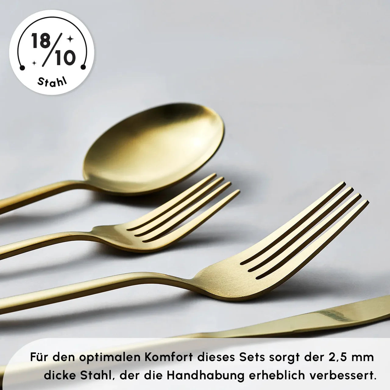 Karaca Bella Matte Gold Besteck Set für 6 Personen 24 Teilig