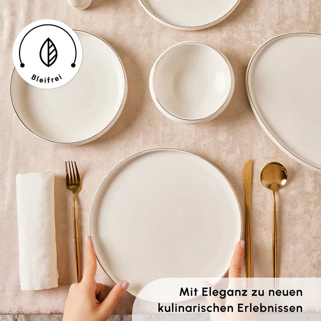 Karaca Stream Bone New Saturn 53-teiliges Tafelservice für 12 Personen – Gold