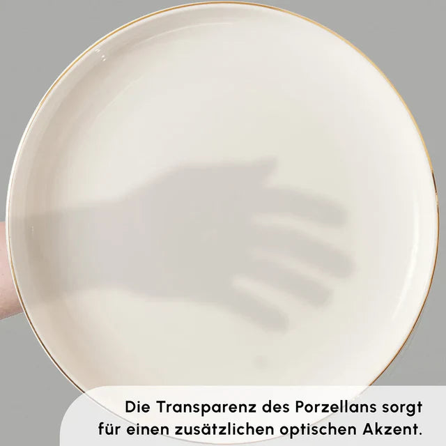 Karaca Stream Bone New Saturn 53-teiliges Tafelservice für 12 Personen – Gold
