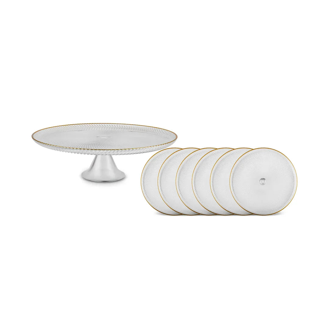 Karaca Jest Rim 6-Person Cake Platter Set 7 Pieces Gold