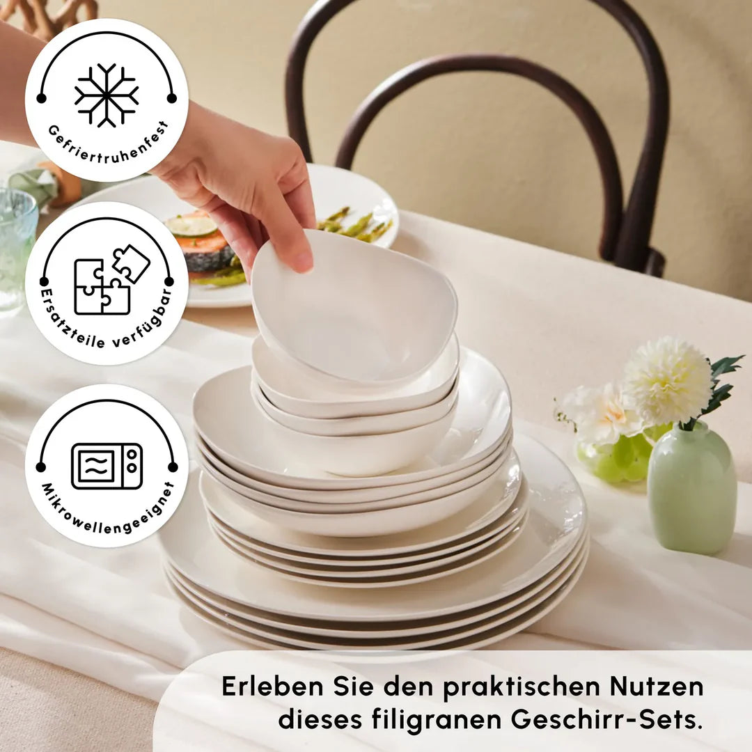 Karaca Streamline Rubicon 24-teiliges Tafelset für 6 Personen Weiss