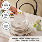 Karaca Streamline Rubicon 24-teiliges Tafelset für 6 Personen Weiss