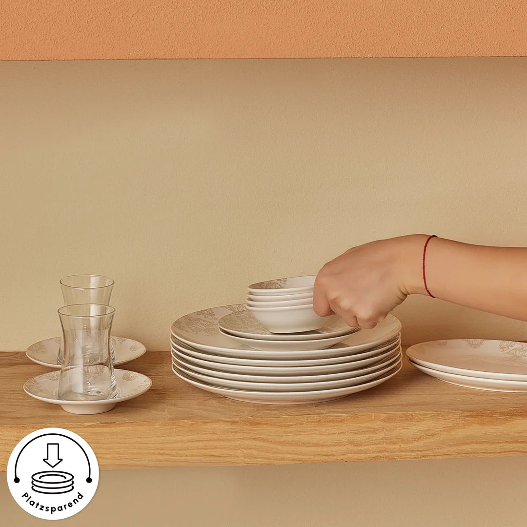 Karaca Bone China Siena 20-teiliges Tafelservice für 6 Personen Weiss