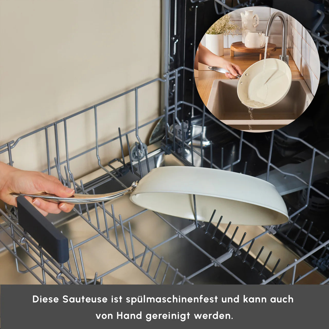 Karaca Swiss Crystal Almond Cream Pfanne mit Edelstahlgriff 32 cm