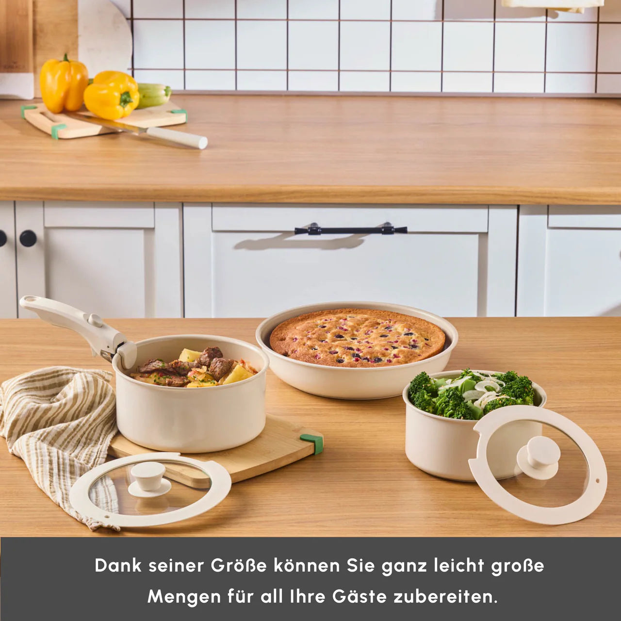 Karaca Comfort 6-teiliges Keramik-Kochgeschirrset mit abnehmbaren Griffen