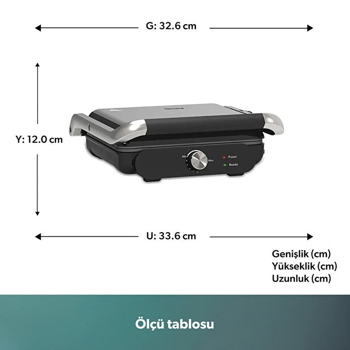 Homend Grilliant 1366H Toaster und Grill mit herausnehmbarer Gusseisenplatte und Edelstahlgehäuse