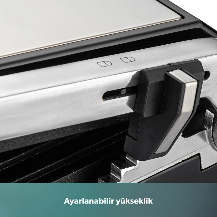 Homend Grilliant 1366H Toaster und Grill mit herausnehmbarer Gusseisenplatte und Edelstahlgehäuse