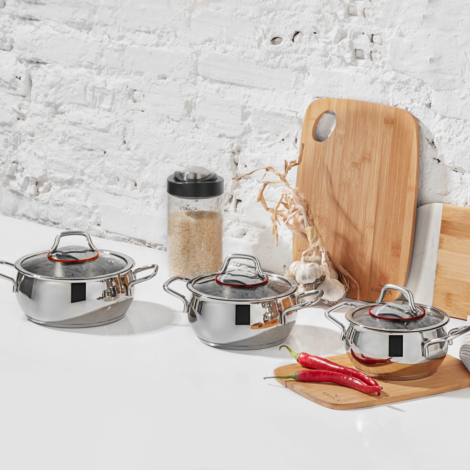 " Karaca Emirgan Kochtopf- Set Edelstahl, 6- teilig, Midi Set "