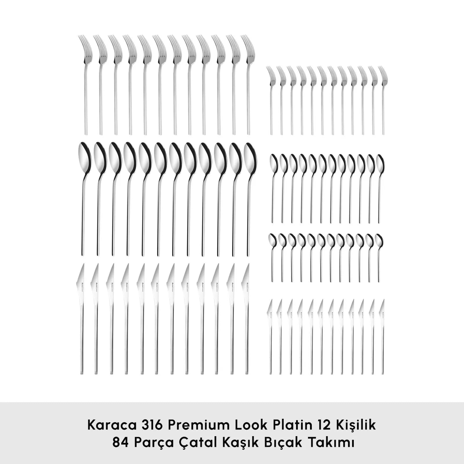 " Karaca Look 316+ Stahl 84-teiliges Premium Besteckset für 12 Personen "