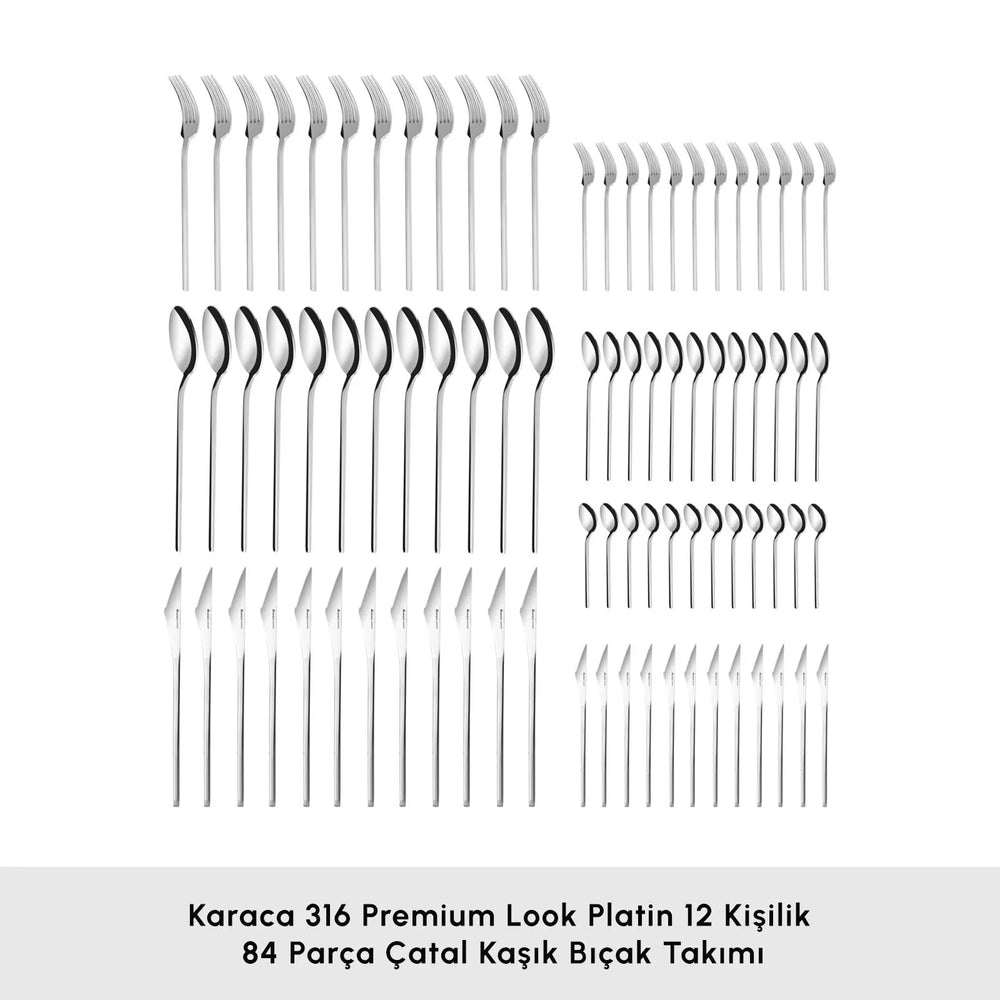 " Karaca Look 316+ Stahl 84-teiliges Premium Besteckset für 12 Personen "