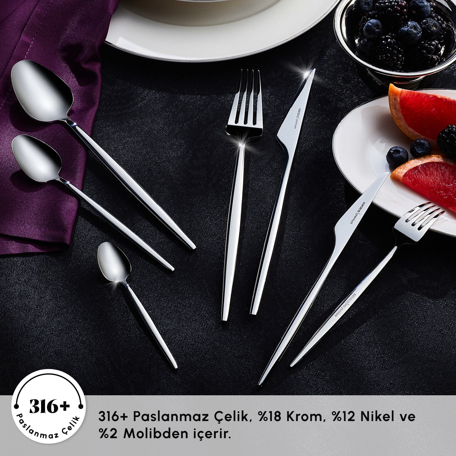 " Karaca Moongate 316+ 84-Teiliges Premium Besteckset für 12 - In Box "