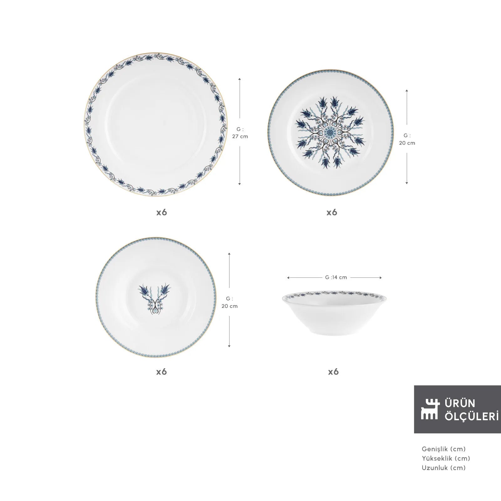" Karaca Forever Bone China Iznik 24-teiliges Tafelservice für 6 Personen, Mehrfarbig "