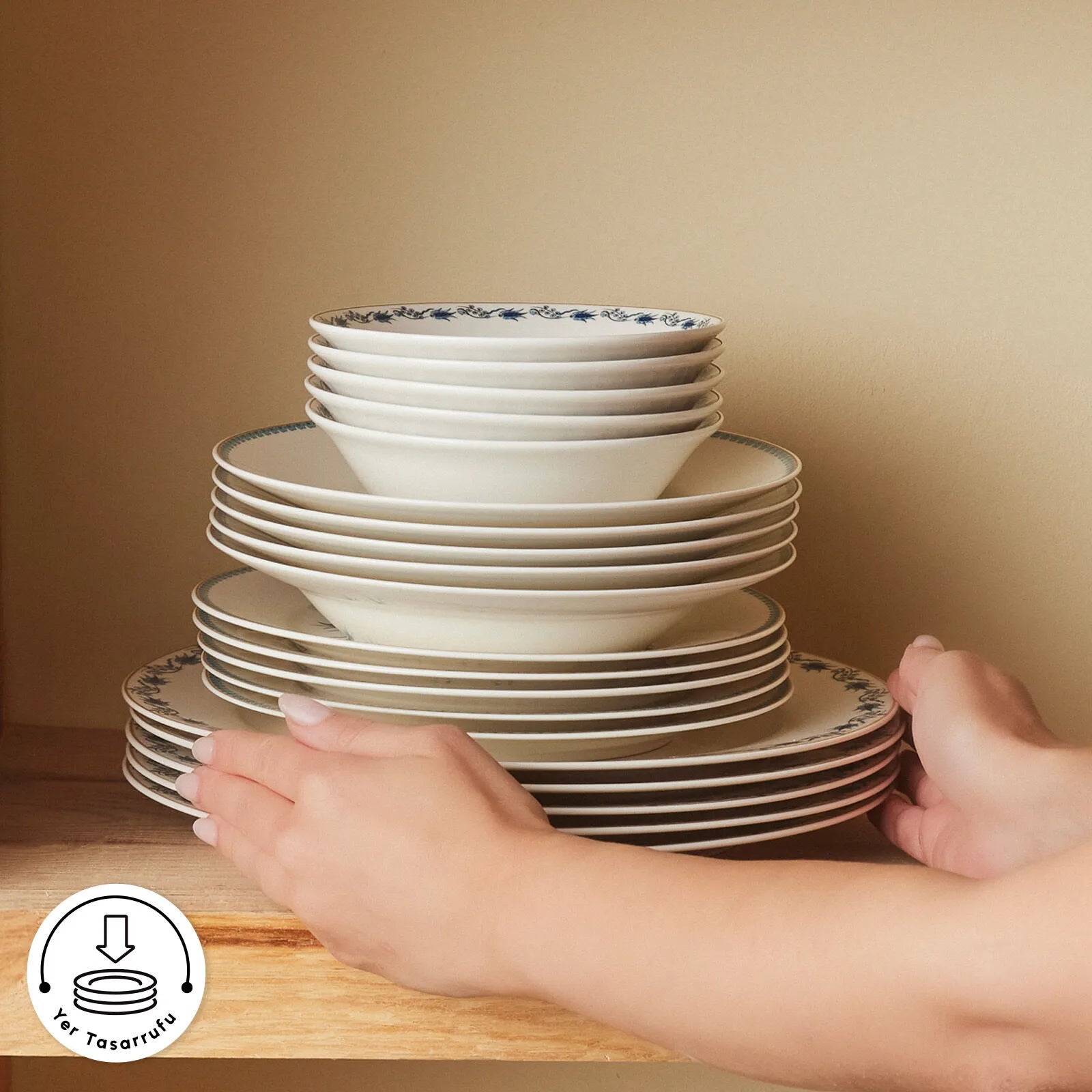 " Karaca Forever Bone China Iznik 24-teiliges Tafelservice für 6 Personen, Mehrfarbig "