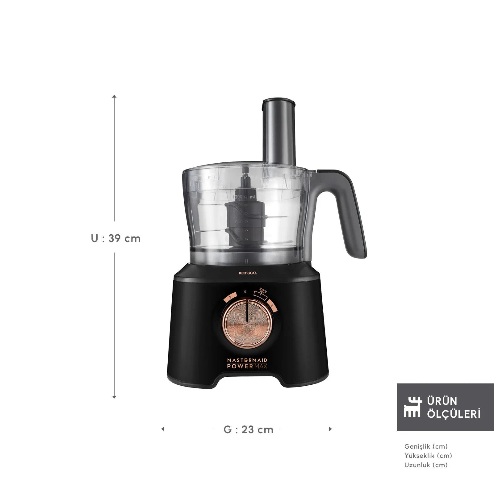" Karaca Mastermaid Power Max 11 in 1 Küchenroboter, Kupfer Schwarz Matt, 2500 W "