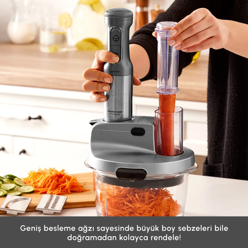 " Karaca Mastermaid Küchenroboter aus Stahlglas, Langer Mixer 8 ın 1, 2500 W, Galaxy Grey "