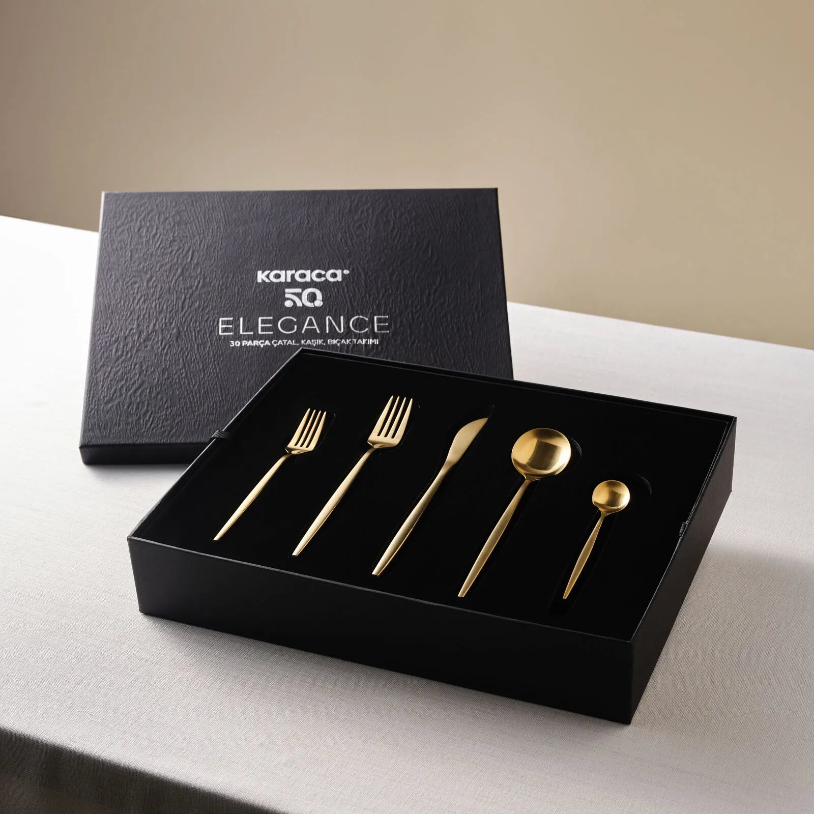 Karaca Orion Mattgold 30-teiliges Besteckset für 6 Personen