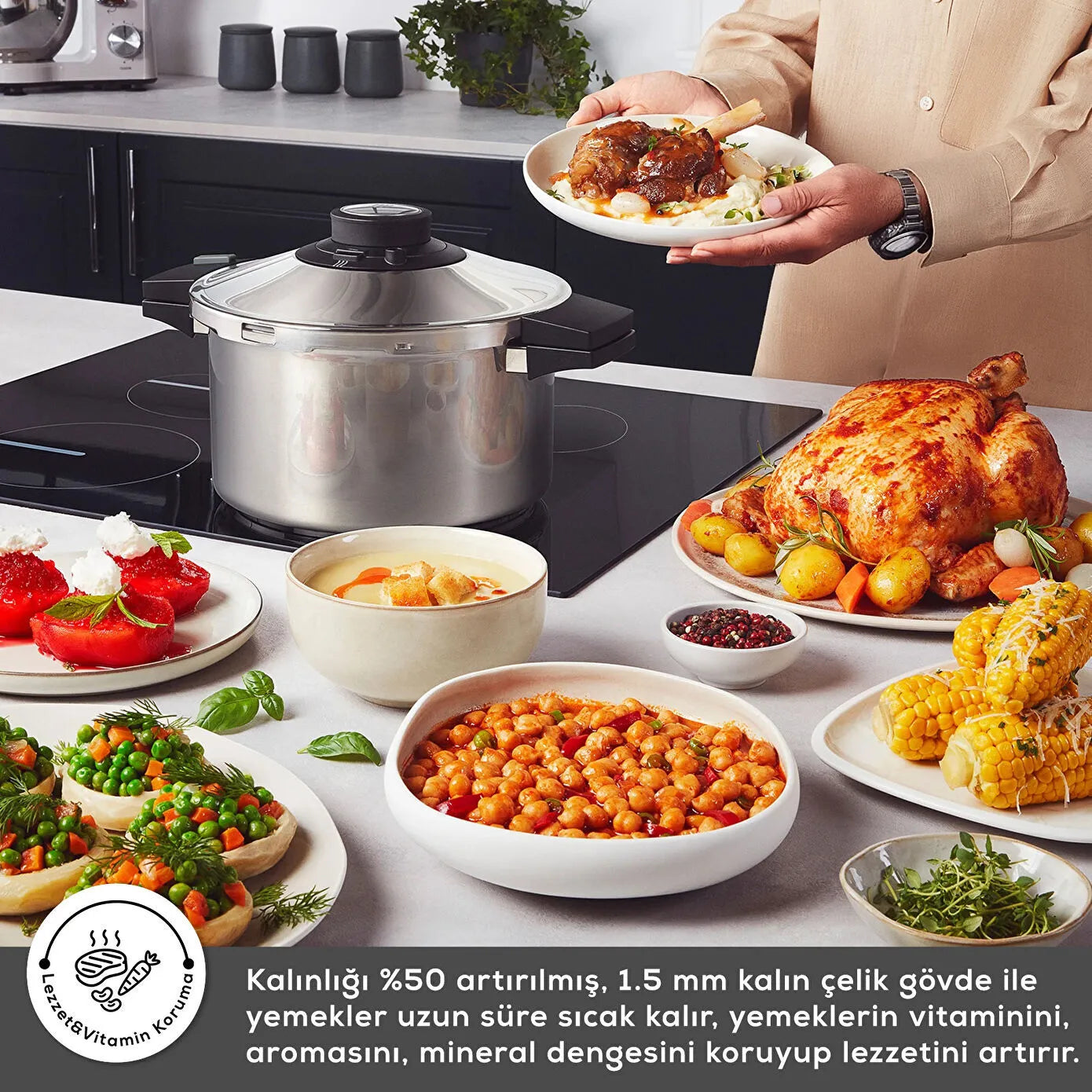 " Karaca Quick and Safe Schnellkochtopf, 7 Liter "