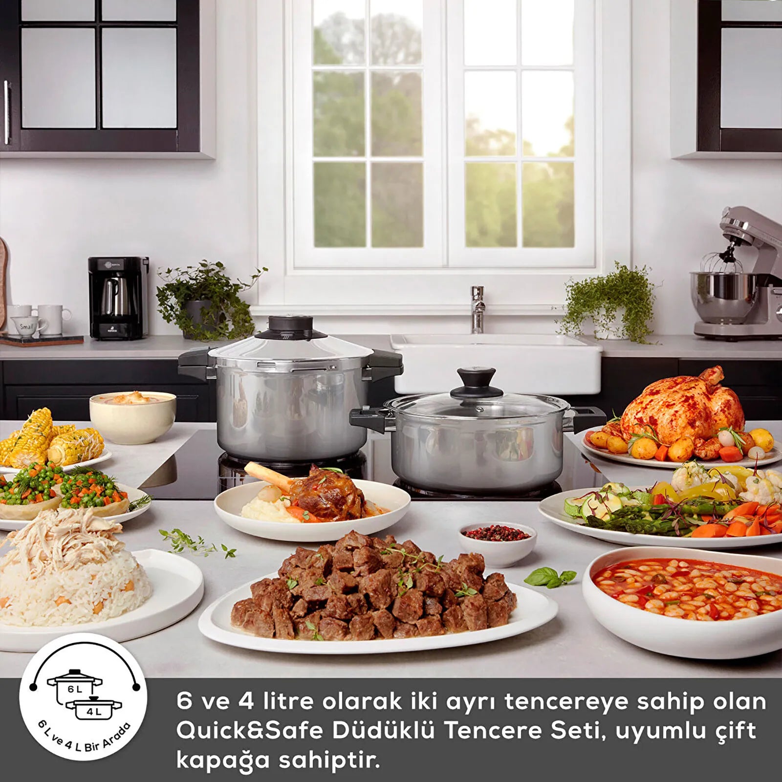 " Karaca Quick and Safe Induktions-Schnellkochtopf-Set 6+8 Lt "