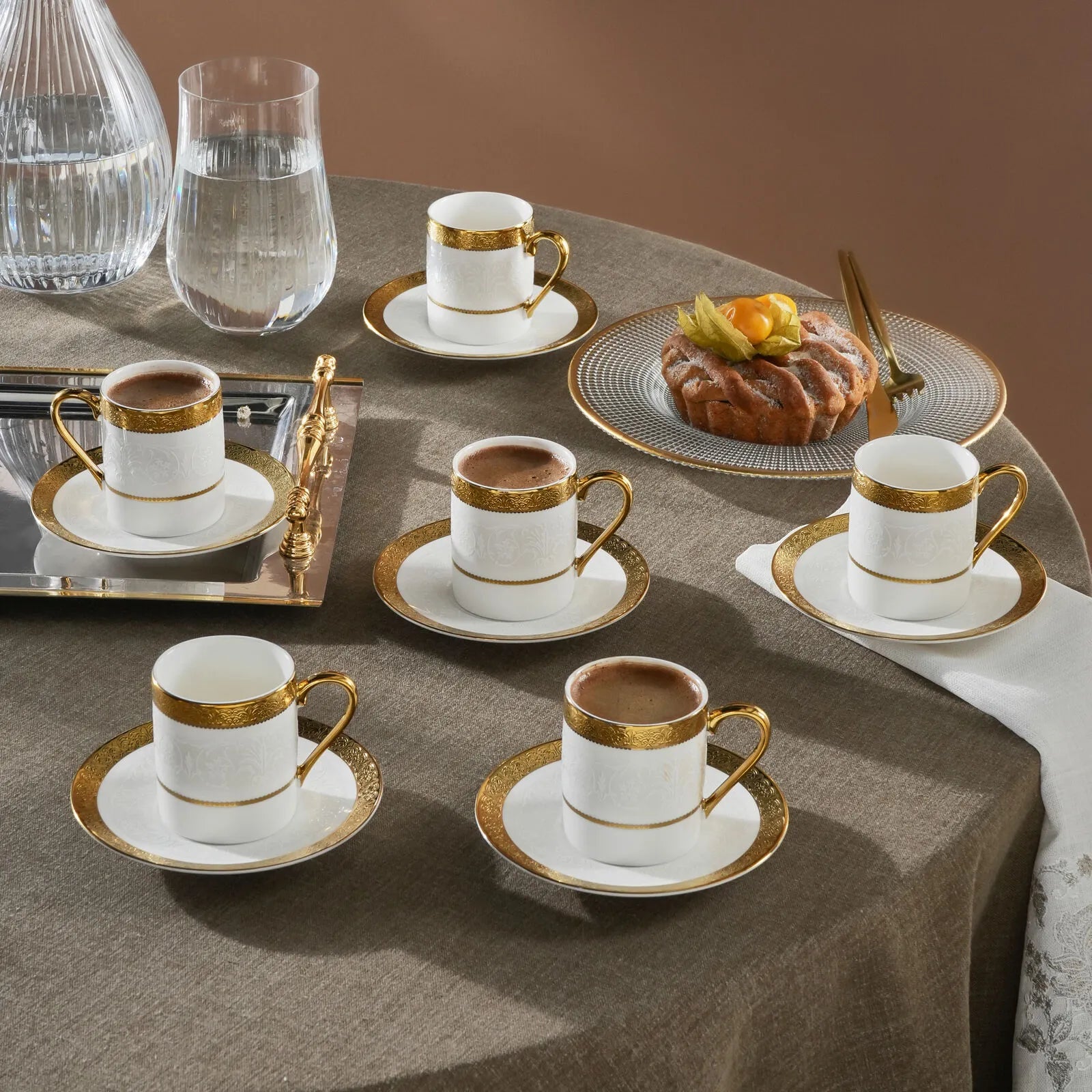 " Karaca Royal Bone Victoria Kaffeetassenset für 6 Personen, 90 ml "