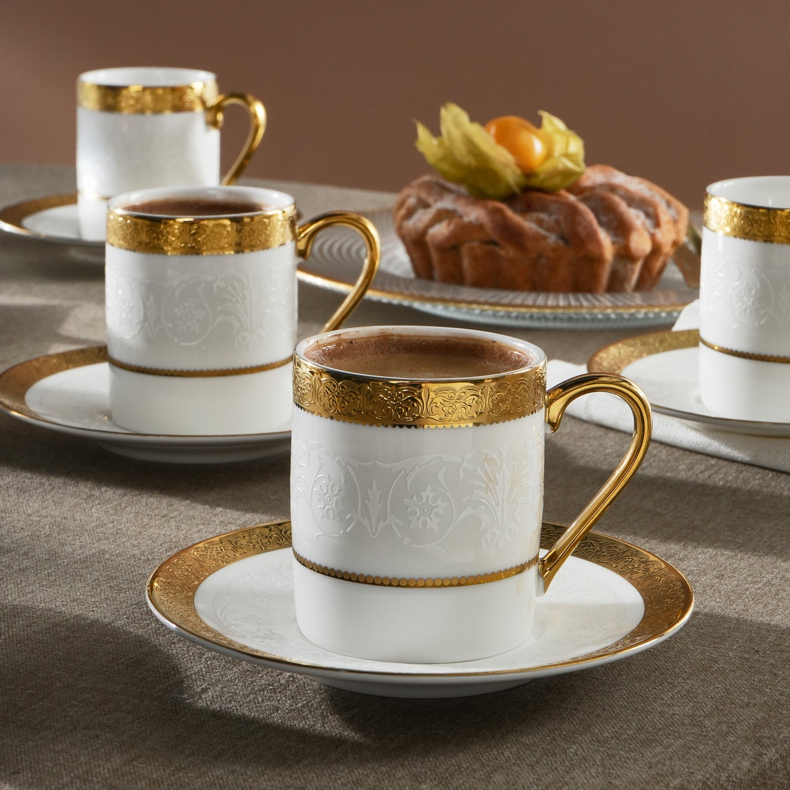 " Karaca Royal Bone Victoria Kaffeetassenset für 6 Personen, 90 ml "