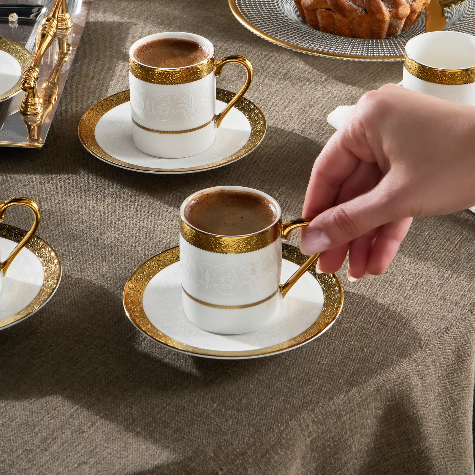 " Karaca Royal Bone Victoria Kaffeetassenset für 6 Personen, 90 ml "
