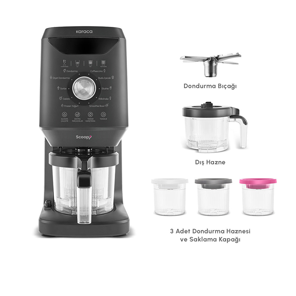Karaca Scoopi 10-in-1-Eismaschine, Mattschwarz