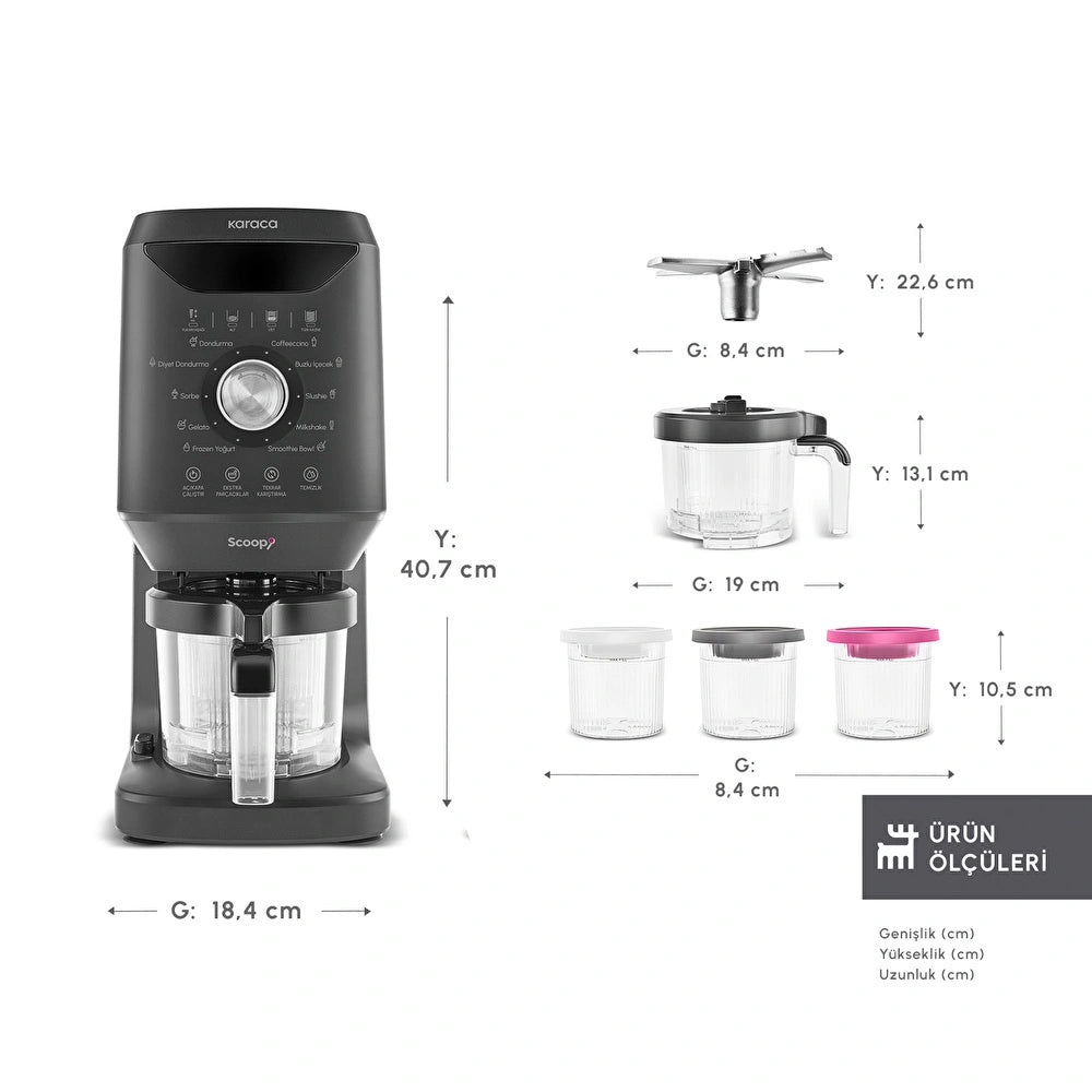 Karaca Scoopi 10-in-1-Eismaschine, Mattschwarz