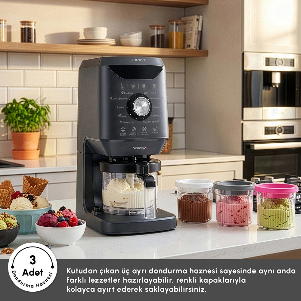 Karaca Scoopi 10-in-1-Eismaschine, Mattschwarz