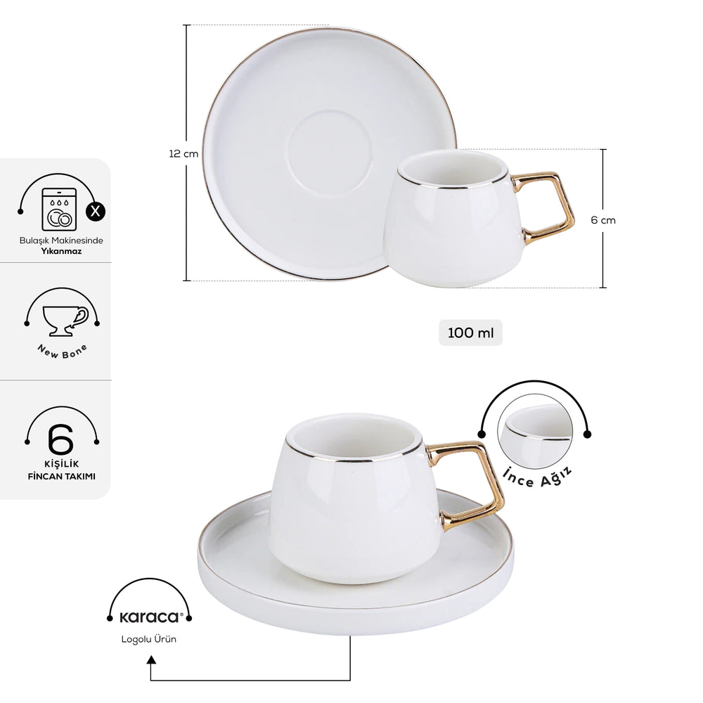 " Karaca Streamline Saturn Kaffeetassen-Set für 6 Personen Gold "