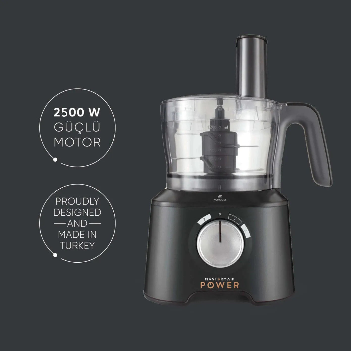 " Karaca Mastermaid Power Max 11 in 1 Küchenroboter Glänzend Schwarz, 2500W "