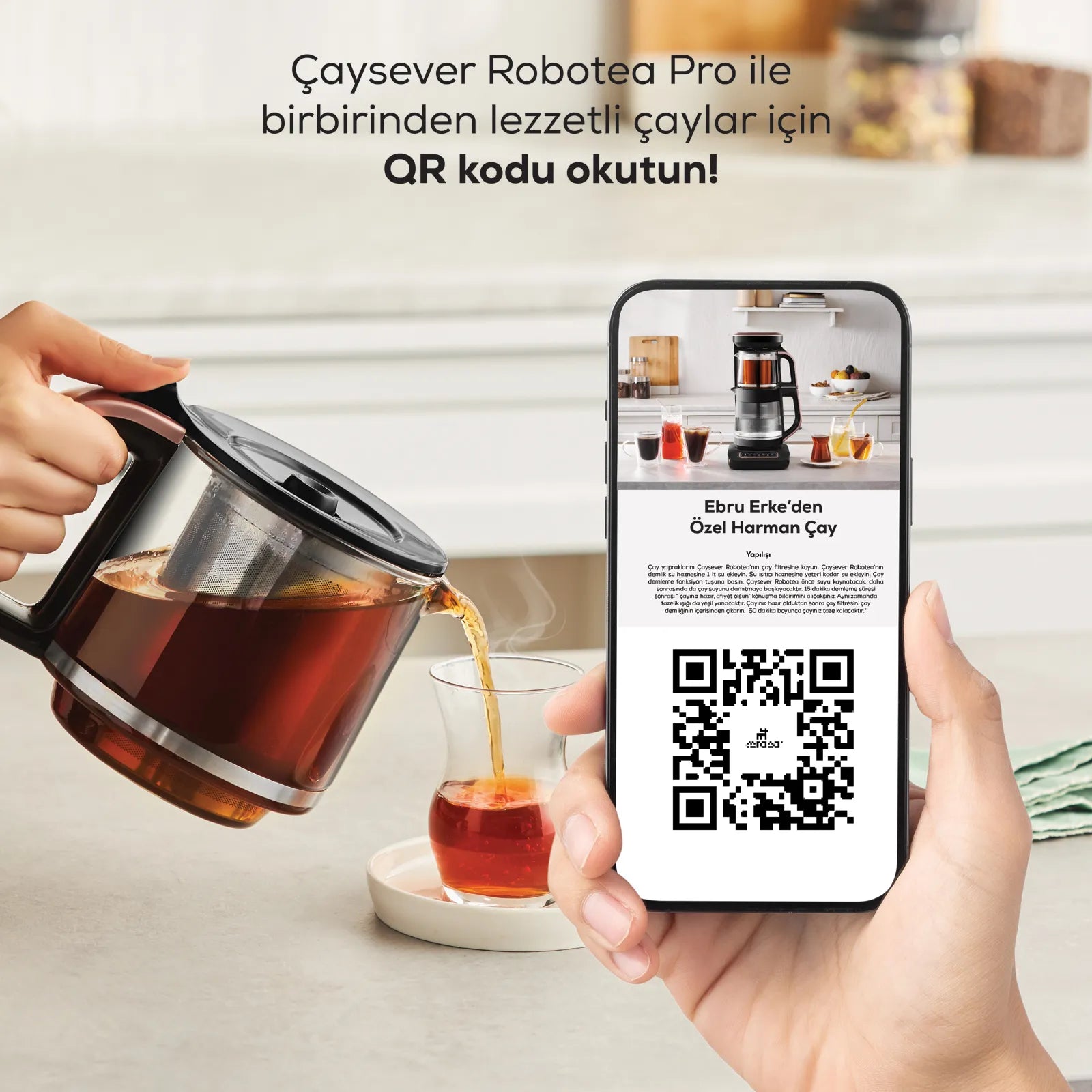 " Karaca Caysever Robotea Pro 4 in 1 sprechender automatischer Teekocher Wasserkocher und Filterkaffeemaschine, Starlight, 2500W "